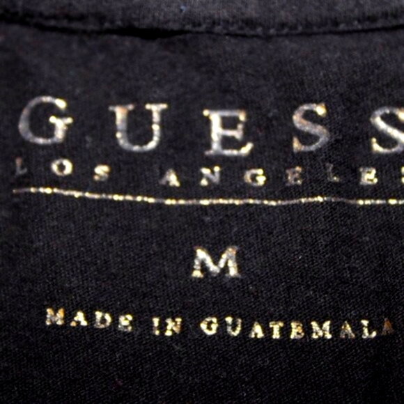 GUESS Black & Gold Logo Graphic Tee | Size M - Picture 5 of 5